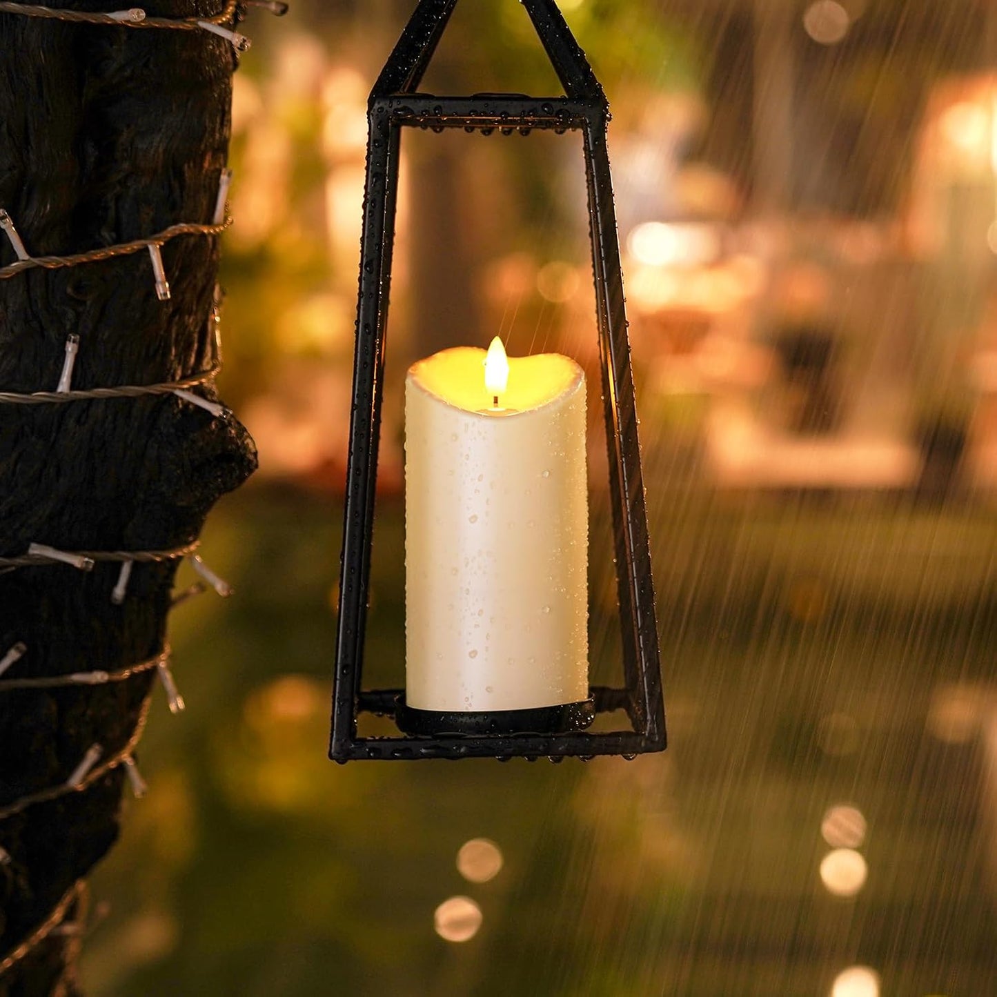 Homemory 6"x3" Outdoor Waterproof Flameless Candles, LED Candles, Battery Operated Candles with Remote and Timers, Electric Fake Plastic Pillar Candles, Ivory White, Set of 2