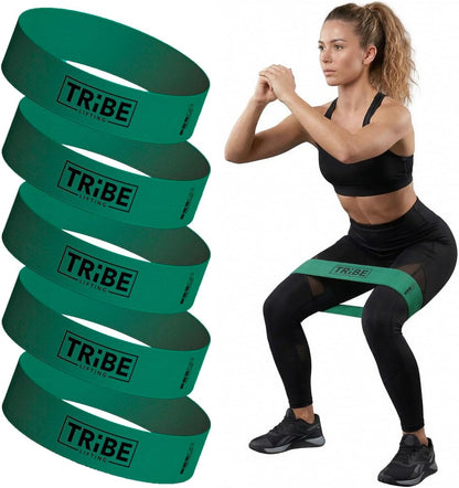 Tribe Lifting Fabric Resistance Bands for Working Out - 5 Exercise Bands Set for Legs and Glutes - Booty Bands for Women and Men - Thick Cloth Workout Bands for Physical Therapy, Hip Training
