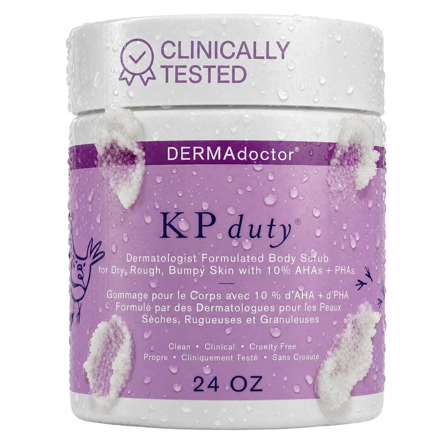 DERMAdoctor KP Bump Eraser Body Scrub with 10% AHAs + PHAs for Keratosis Pilaris, Dry, Rough, and Bumpy Skin, Dermatologist Formulated Exfoliating Body Scrub with Glycolic and Lactic acids - 8 Fl oz
