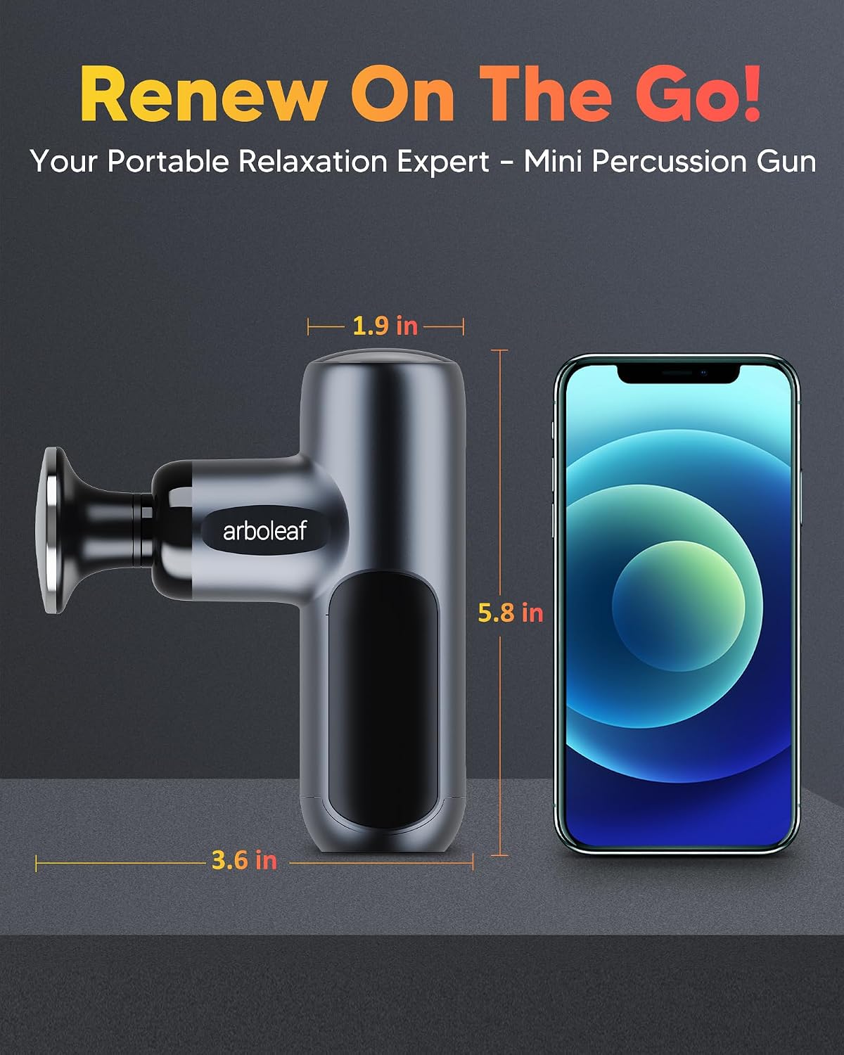 arboleaf Mini Massage Gun Deep Tissue, Percussion Muscle Massager for Back Pain Relief, Portable Small Travel Size, Quiet Massager, Gifts for Woman Man