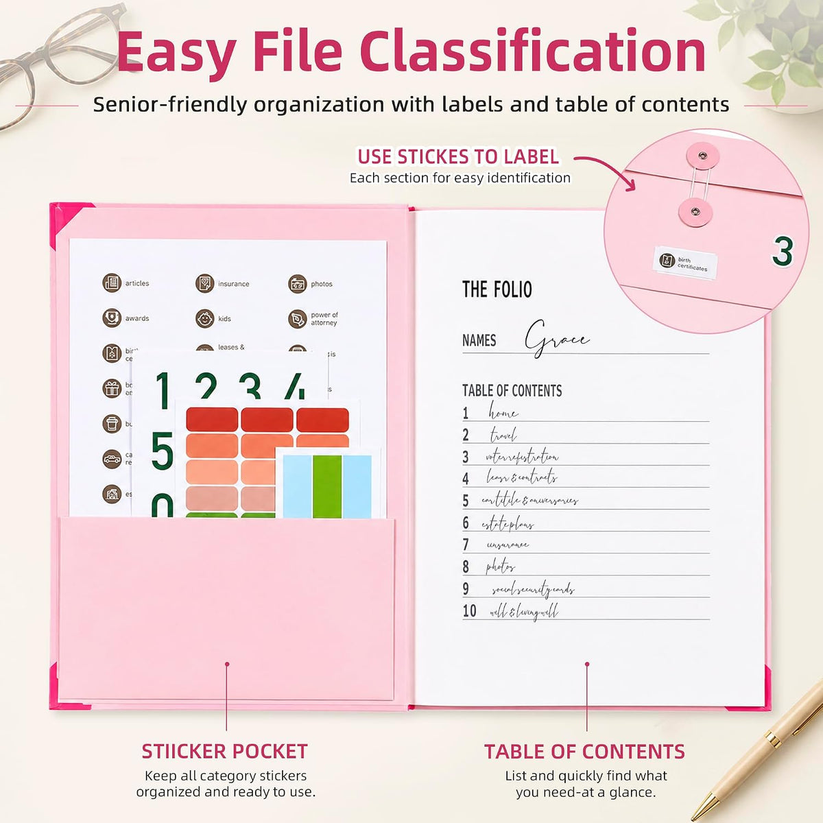Estate Planning Binder, Document Organizer, Emergency Records File (Blue)