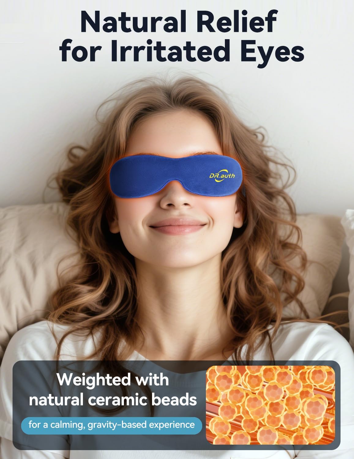 Heated Eye Mask - Microwave Hot/Warm Compress for Dry Eyes, Stye, Chalazion, Blepharitis & MGD Relief, Reusable Moist Heat Therapy Pad, Washable Cover, Ergonomic Fit, Adjustable Strap, Comfort Blue