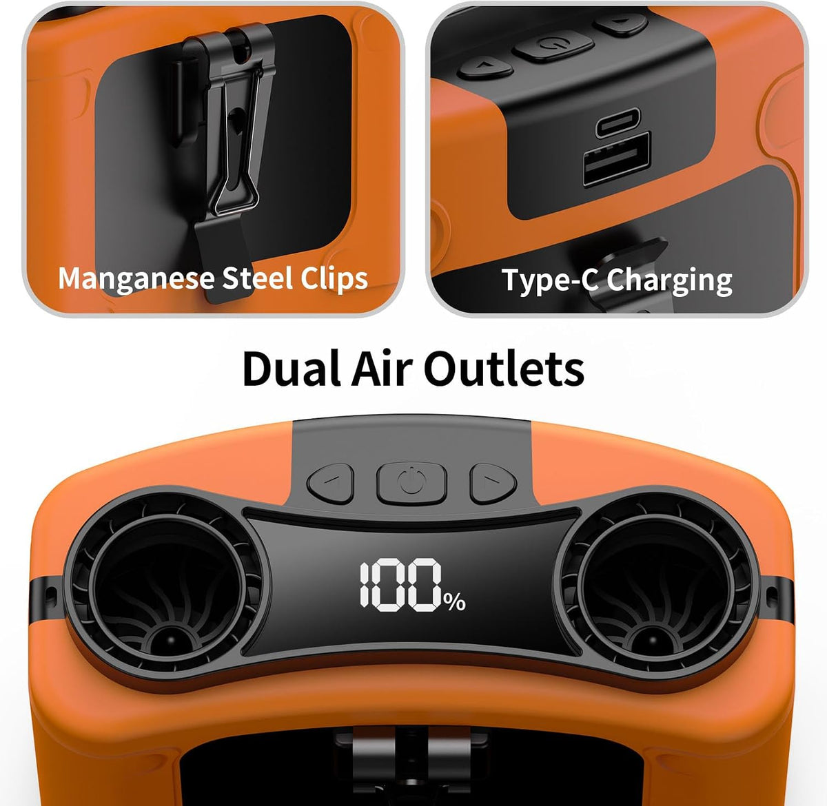 Socool 10000mAh Portable Waist Fan Clip on Wearable Belt Personal Fans Rechargeable Battery Operated, 20H Cooling with 10 Speeds & Dual Motors,Neck Hanging Hands-Free for Outdoor Travel Power Bank