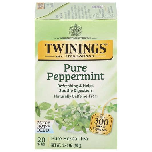 Twinings Pure Peppermint Herbal Caffeine-Free Tea Bags, 20 CT Box (1 Pack)