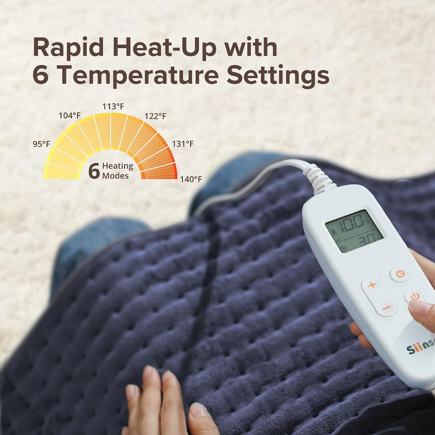 Heating Pad for Back Pain Relief, FSA Eligible HSA,17" x 33" Extra Large Heating Pads for Cramps, Electric Heating Pad with 6 Temperature Controller, Moist & Dry Heat, Auto Shut-Off, Machine Washable