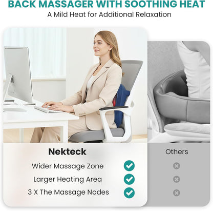 Nekteck Foot Massager with Heat, Shiatsu Heated Electric Kneading Foot Massager Machine for Neuropathy, Plantar Fasciitis, Feet Massage for Pain Relief, Circulation, Ideal Gifts for Man Woman Her Him