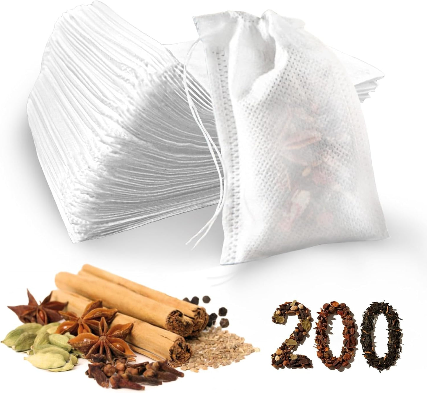 400Pcs Tea Filter Bags, Disposable Tea Filter Bags for Loose Leaf Tea from Safe Natural Materials, With Drawstring, Empty Tea Bags Suitable for Loose-Leaf Tea, Spices, Herbs (3.54 x 2.75 inch)