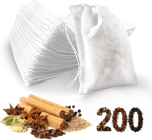 400Pcs Tea Filter Bags, Disposable Tea Filter Bags for Loose Leaf Tea from Safe Natural Materials, With Drawstring, Empty Tea Bags Suitable for Loose-Leaf Tea, Spices, Herbs (3.54 x 2.75 inch)
