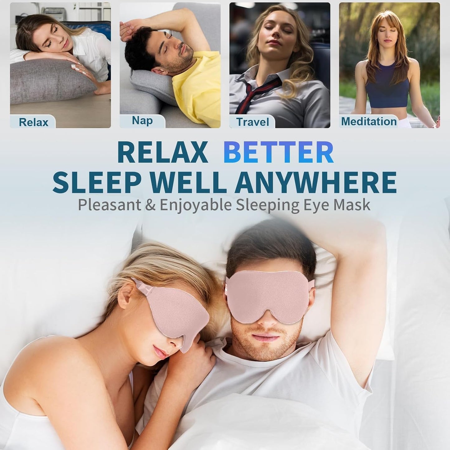 ZGGCD Sleep Mask for Side Sleeper, Light Blocking Sleeping Eye Mask for Women Men, 3D Contoured Cup Night Blindfold, Luxury Eye Cover Eyeshade with Adjustable Strap for Travel, Nap, Black
