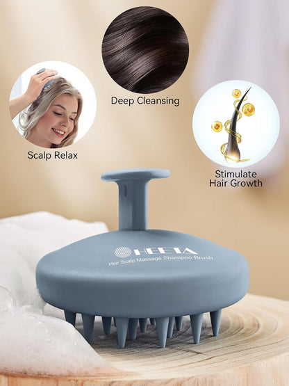 HEETA Scalp Massager Hair Growth, Scalp Scrubber with Soft Bristles, Integrated Silicone Design, Exfoliator for Dandruff Removal & Relaxation, Shampoo Brush Fit Wet Dry Hair Use, Black