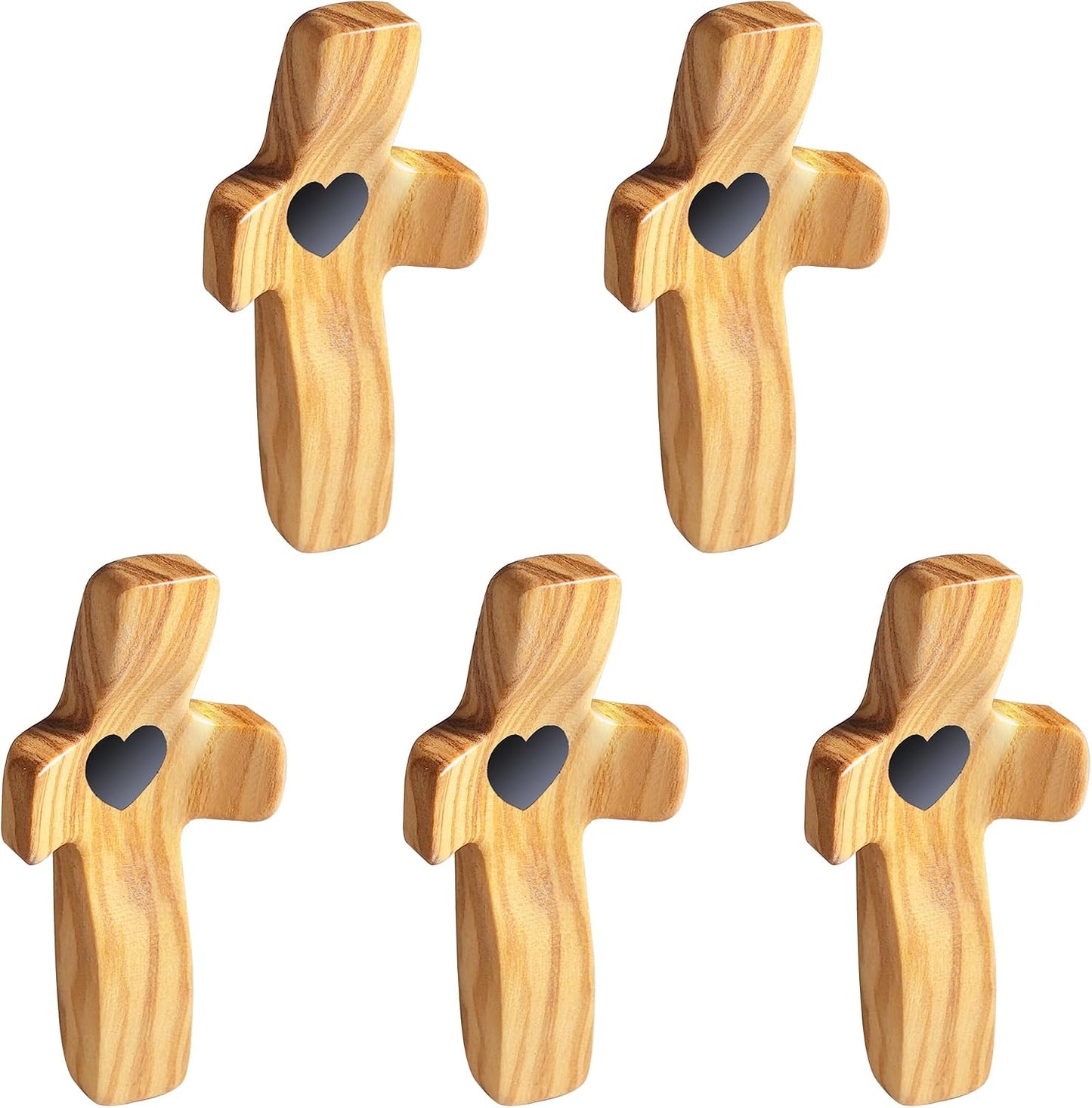 Cross My Heart/Encouragement Gift Wood Comfort Pocket Prayer Cross for Clutching, Clinging and Praying Christian Religious Gift