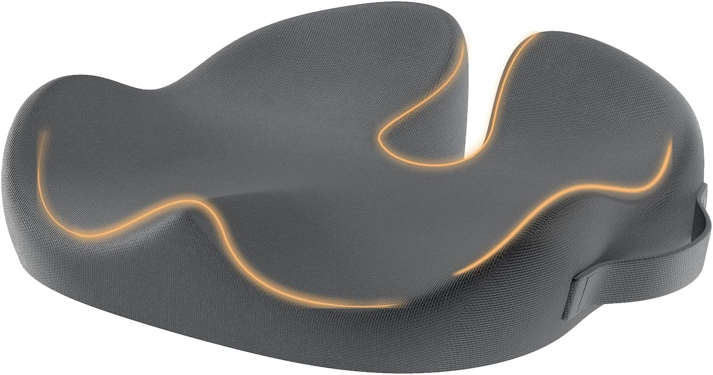 ProtoArc Seat Cushion, Office Chair Cushion for Sciatica, Coccyx Cushion, Ergonomic Memory Foam Seat Cushion for Car, Home, Pressure Relief Pad for Hip, Tailbone, All Day Comfort - Black