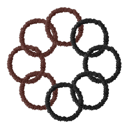 4Pcs Mulberry Silk Scrunchies Set, Silk Hair Ties Elastic for Women, Skinny Scrunchies Reduces Breakage for All Hair Types