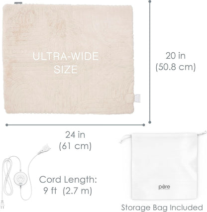 Pure Enrichment PureRadiance Luxury Heating Pad for Cramps, Back, Neck, & Shoulder Pain Relief, Patented Design, Soft Faux Fur & Micromink, 6 Heat Settings, Machine Washable, 12”x24” (Golden Sands)