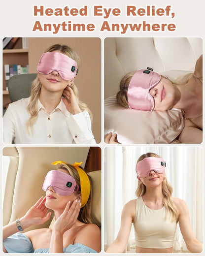 BeeVines Cordless Heated Eye Mask for Dry Eyes, Washable Heat Eye Masks for Blepharitis, Warm Eye Compress for Men & Women, 1500mAh Rechargeable Eye Warmer with Travel Pouch(Blue)