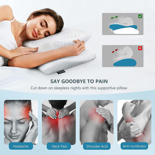 ZAMAT Adjustable Cervical Memory Foam Pillow, Odorless Neck Pillows for Pain Relief, Orthopedic Pillows for Sleeping with Cooling Pillowcase, Ergonomic Support Pillow for Stomach, Back, Side Sleeper