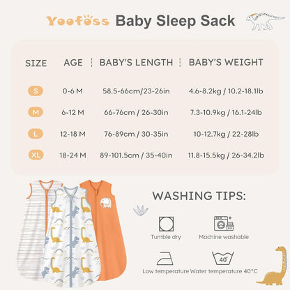 Yoofoss Baby Sleep Sack Baby Wearable Blanket 100% Cotton 2-Way Zipper Toddler Sleeping Sack