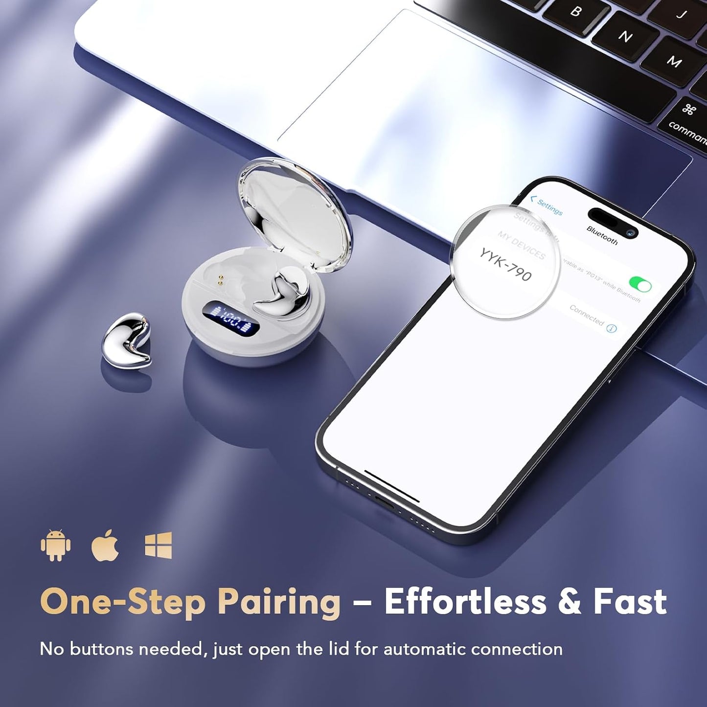 Sleep Earbuds for Side Sleepers, Invisible Flat Bluetooth Sleeping Earbuds, Zero Pressure White Noise Sleep Headphones, No Lights or Alerts, Tiny Hidden Earbuds for All Night Undisturbed Sleep