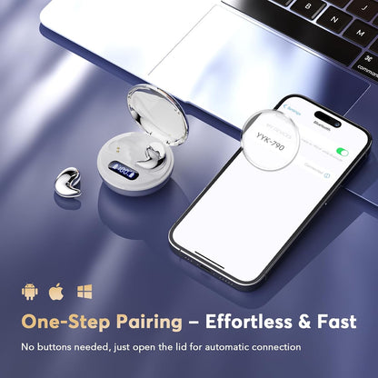 Sleep Earbuds for Side Sleepers, Invisible Flat Bluetooth Sleeping Earbuds, Zero Pressure White Noise Sleep Headphones, No Lights or Alerts, Tiny Hidden Earbuds for All Night Undisturbed Sleep