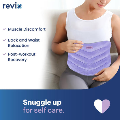 REVIX Microwavable Heating Pad for Back, Extra Large Microwave Heating Wrap for Waist, Stomach, and Shoulders, Moist Heat Therapy for Stress Relief, Adjustable, for Men and Women, Navy