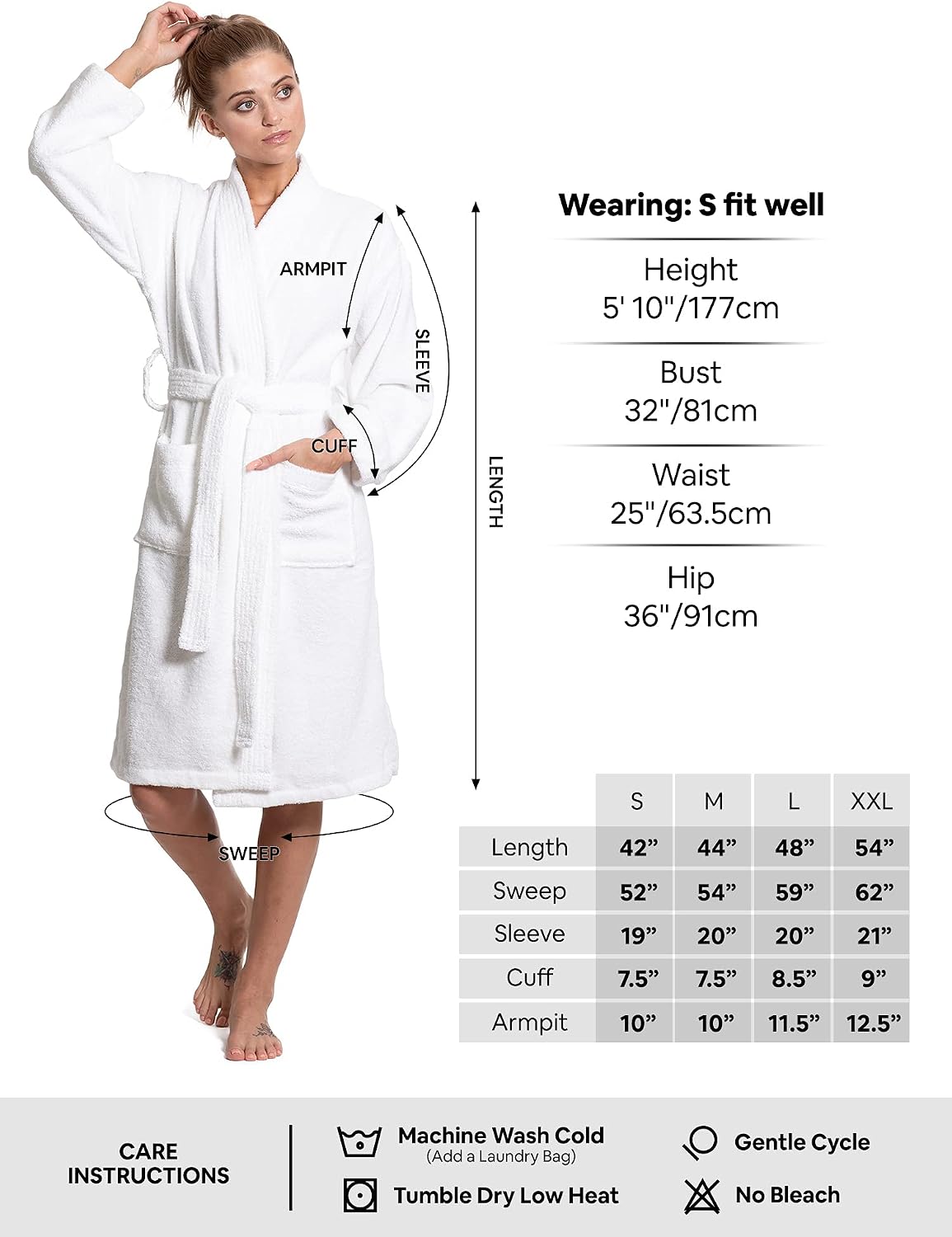 Turkuoise Soft & Absorbent Towel Robe, 100% Cotton Turkish Terry Cloth Kimono Bathrobes for Women