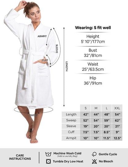 Turkuoise Soft & Absorbent Towel Robe, 100% Cotton Turkish Terry Cloth Kimono Bathrobes for Women