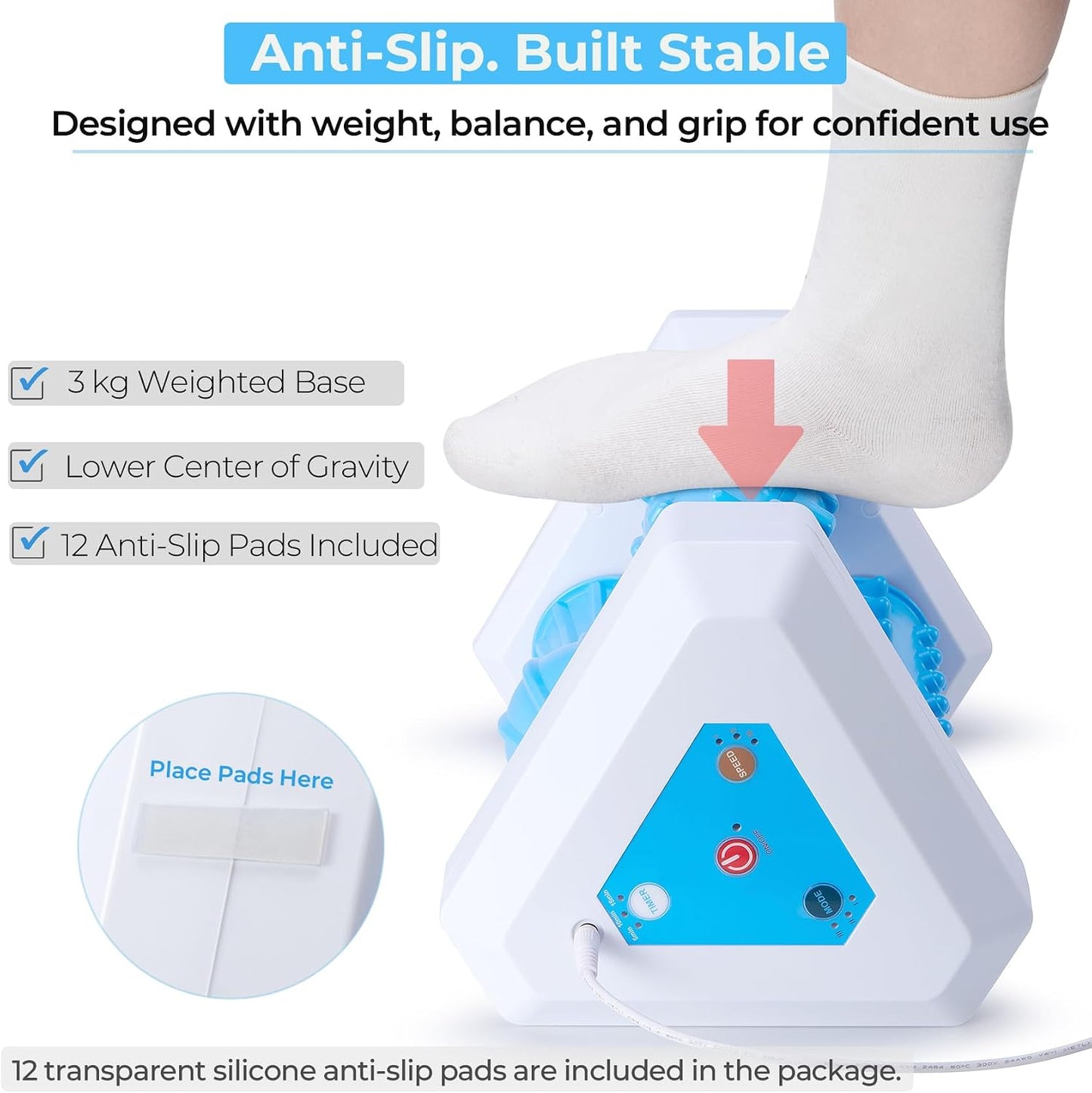 Electric Foot Roller Massager for Plantar Fasciitis Relief – Auto Rolling Foot Massager with 3-in-1 Targeted Rollers for Arch & Heel Support, Foot Strain Recovery