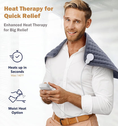 20"x24" XL Heating Pad for Back, Neck & Shoulders, Soft Electric Heating Pad with Moist & Dry Heat, Auto-Off, Machine Washable, Birthday Gifts for Women Wife Mom Her