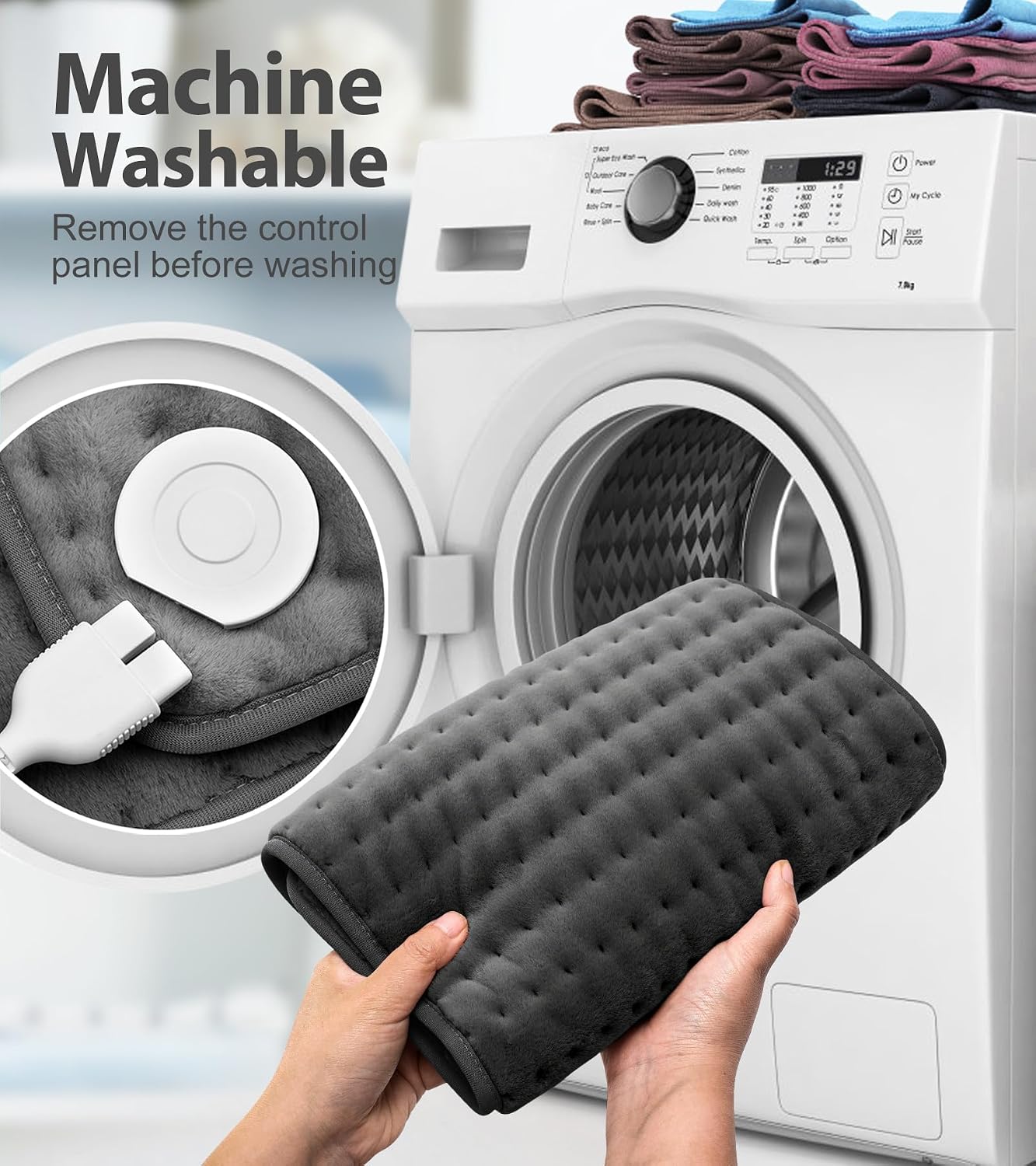 VALGELUIK Heating Pad for Back, Neck & Shoulder Pain Relief – 12"x24" Electric Heat Pad, Auto-Off, Machine Washable, Moist/Dry Heat Options – Thoughtful Mother's Day Gifts for Mom, Dad, Women & Men