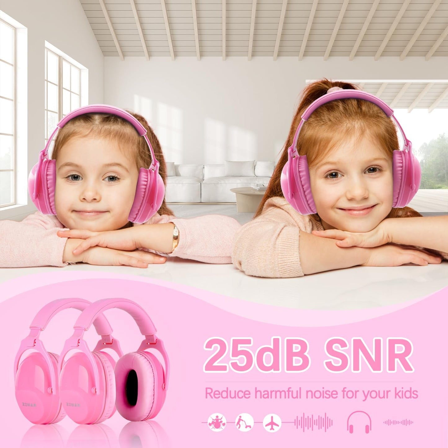 ZOHAN EM030 Kids Ear Protection, Noise Cancelling Headphones Ear Muffs for Autism Sensory, Safety Noise Reduction Hearing Protection for Monster Truck/Concerts/Fireworks/Air Shows