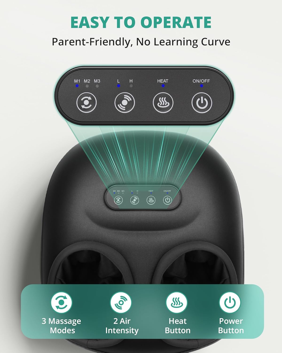 Medcursor Foot Massager Machine Heat, Shiatsu Kneading & Rolling, Massage for Plantar Fasciitis & Foot Pain Relief, Adjustable Air Pressure, Fits Up to13, Gift for Women & Men
