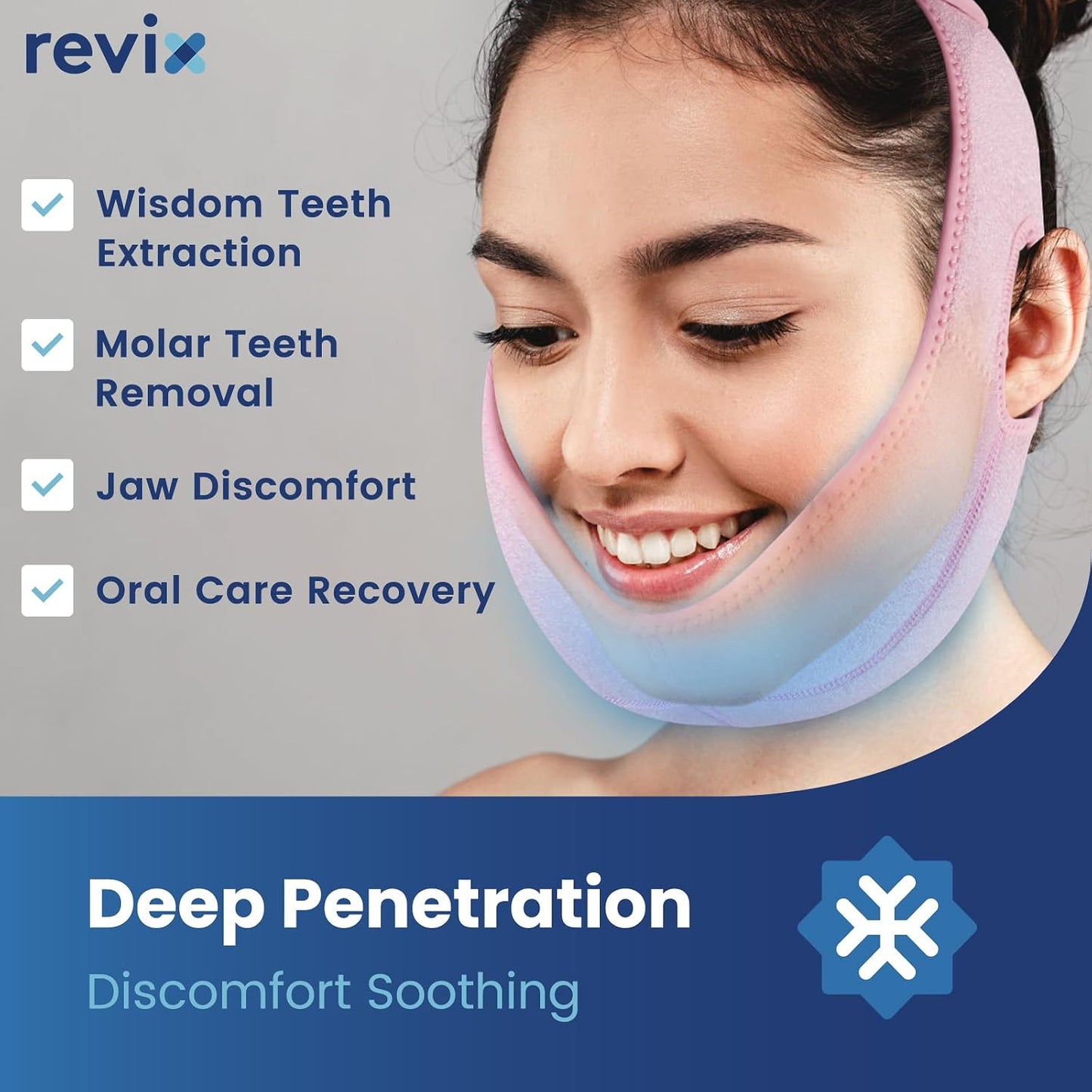 REVIX Wisdom Teeth Ice Pack Head Wrap with 3D Sewing Jaw Ice Pack for Face Oral Surgery Pain Relief for TMJ, Tooth Extraction & Teeth Removed, Extra Snug Fit with 4 Hot Cold Gel Packs Reusable, Black