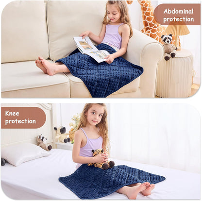 yescool Weighted Lap Pad 2 lb Blue Small Lap Blanket, Weighted Lap Blanket Cooling Heating Weighted Throw Blankets, Minky Blankets Gifts for Travel Outdoor Indoor, 20 * 30in