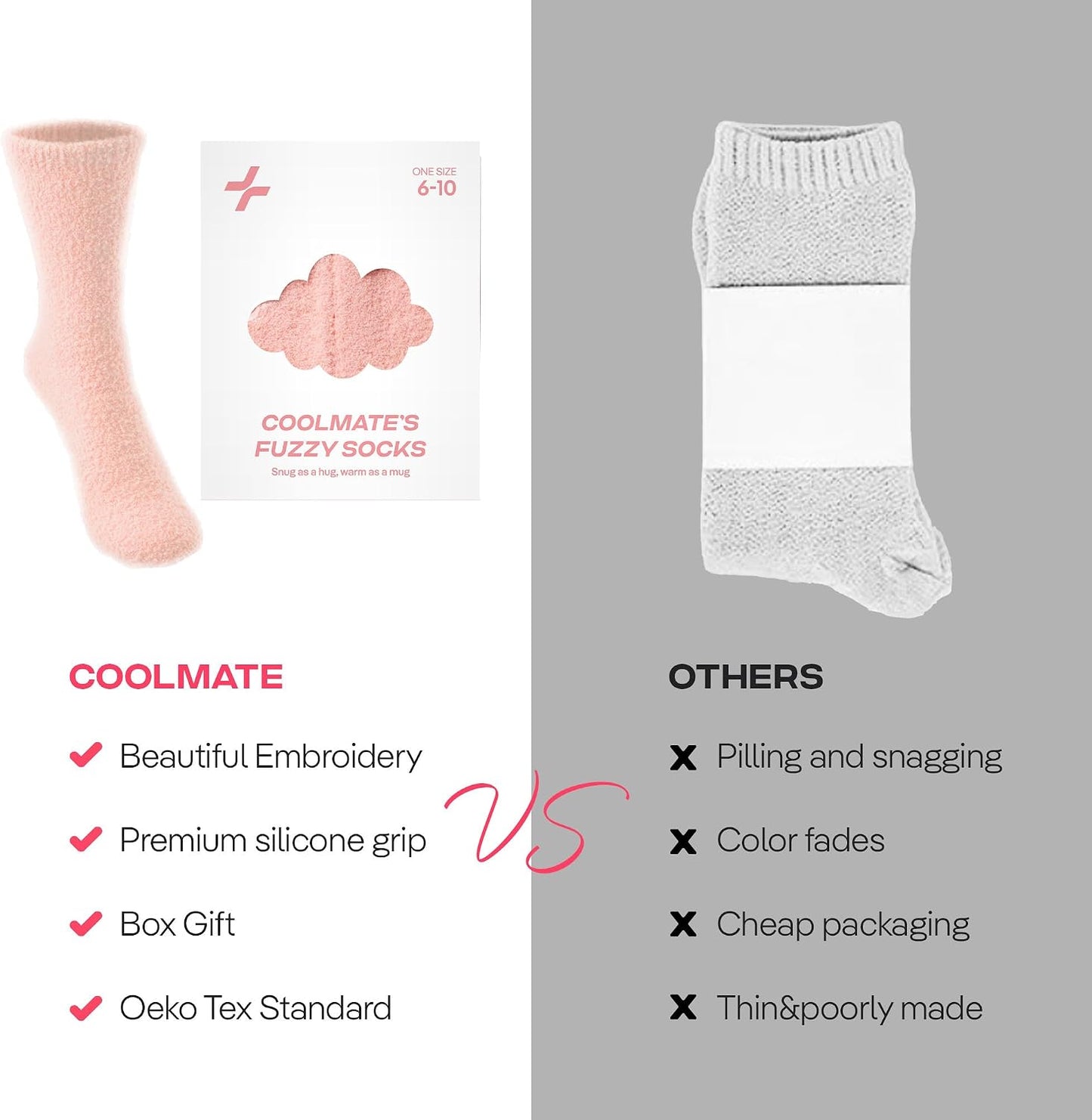COOLMATE Fuzzy Socks for Women Gift Box – Cozy Soft Cloud Socks for Spa Home, Mother’s Day Gifts for Mom Grandma