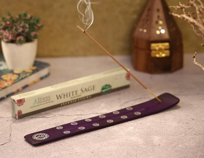 Bless-International Traditional-Handmade-Burner Wooden-Incense-Stick-Holder Ash-Catcher-Stand for-Aromatherapy-Meditation-Yoga (Incense Holder 10 inch(2 pcs))