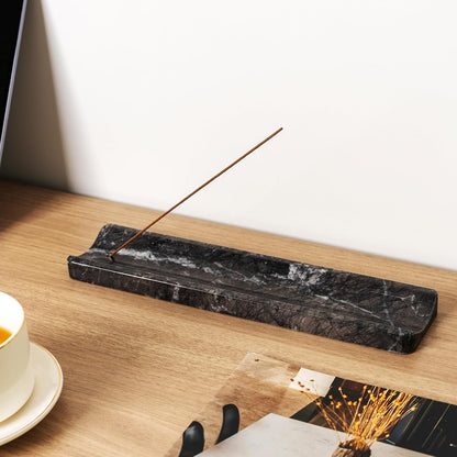 Koville Marble Incense Holder, Incense Holder for Sticks, Incense Sticks Holder Ash Catcher for Meditation Yoga SPA, Natural Stone Incense Burner, Home Table Decor (Grey)