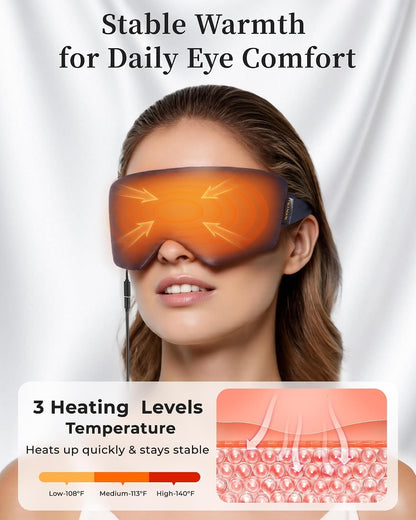 Heated Eye Mask for Dry Eyes, USB Powered Silk Warm Compress for Eyes