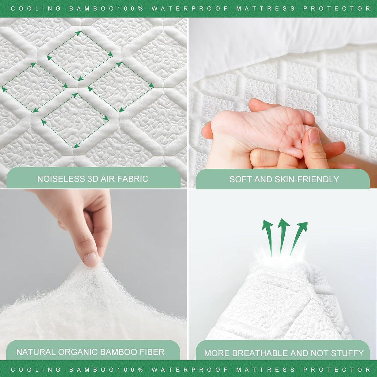 UNILIBRA Queen Mattress Protector Waterproof, Deep Pocket Mattress Pad Cover Fits to 6''-21'', Breathable Hollow Cotton Filling Quilted Mattress Protector for Queen Size