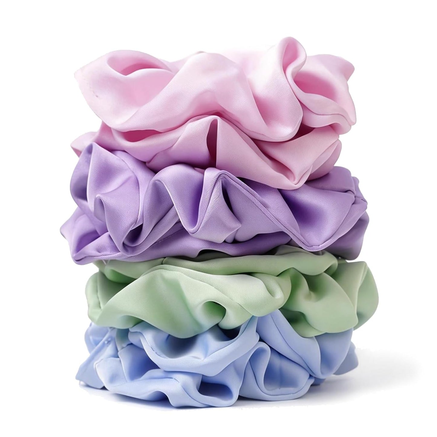 Satin Scrunchies for Women – 8PCS Blush & Brown Silk Hair Ties Set – No Crease, Frizz-Free, Gentle Elastic Hair Bands, Soft & Stylish Everyday Hair Accessories Gifts