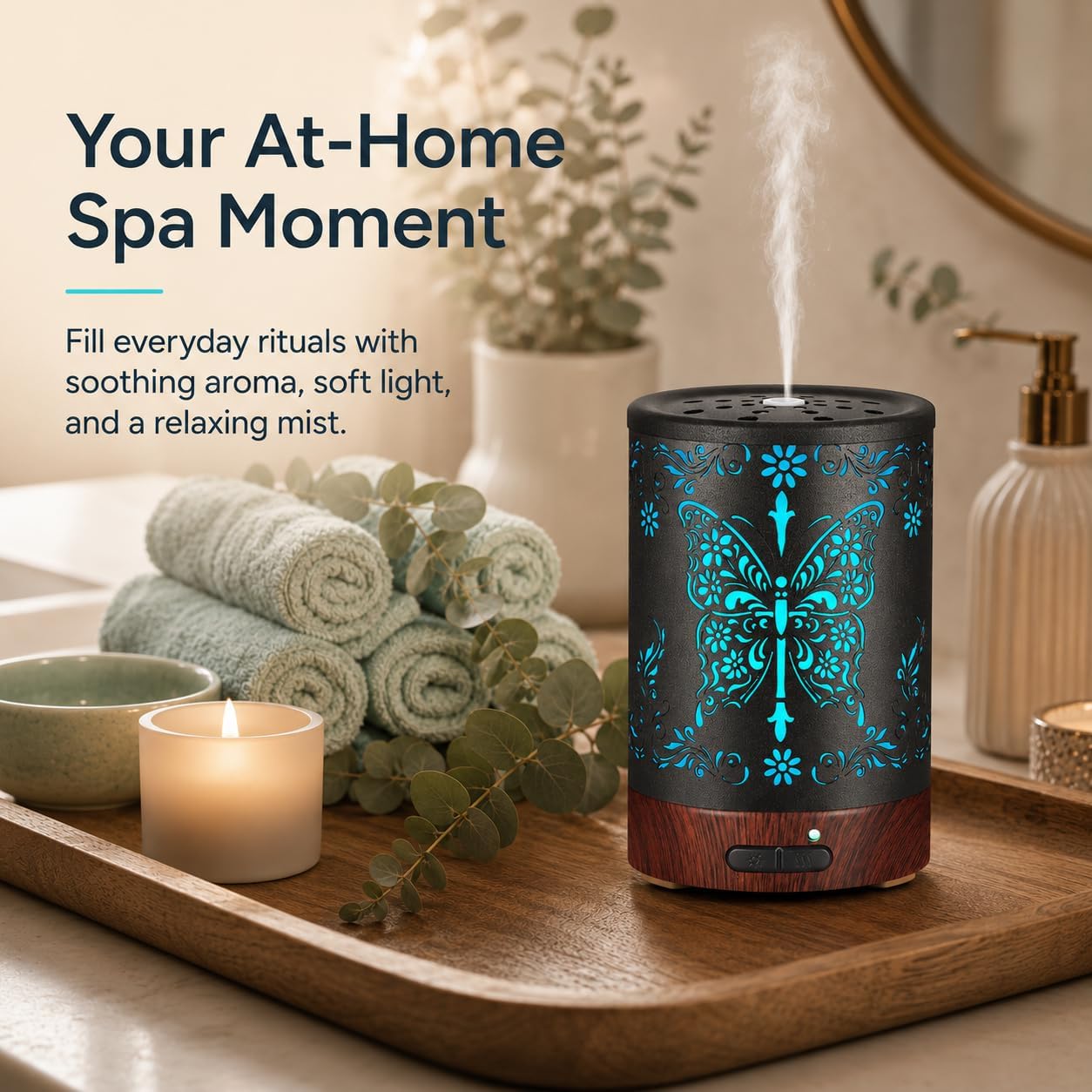 Essential Oil Diffuser, Ultrasonic Diffuser for Essential Oil, Cool Mist Humidifier Aromatherapy Diffuser with 7 Color Lighting Changing Modes, Waterless Auto Shut-Off for Home（Flower Fairy）