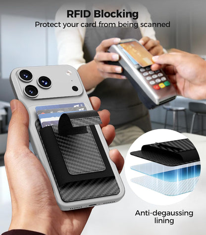 for MagSafe Wallet Works with Apple Find My, 5-Card RFID Holder with Pop-Up Strap, Strong Magnetic Wallet for iPhone 17/16/15/14/13/12 Pro Max Air Plus, Wireless Charging, Black