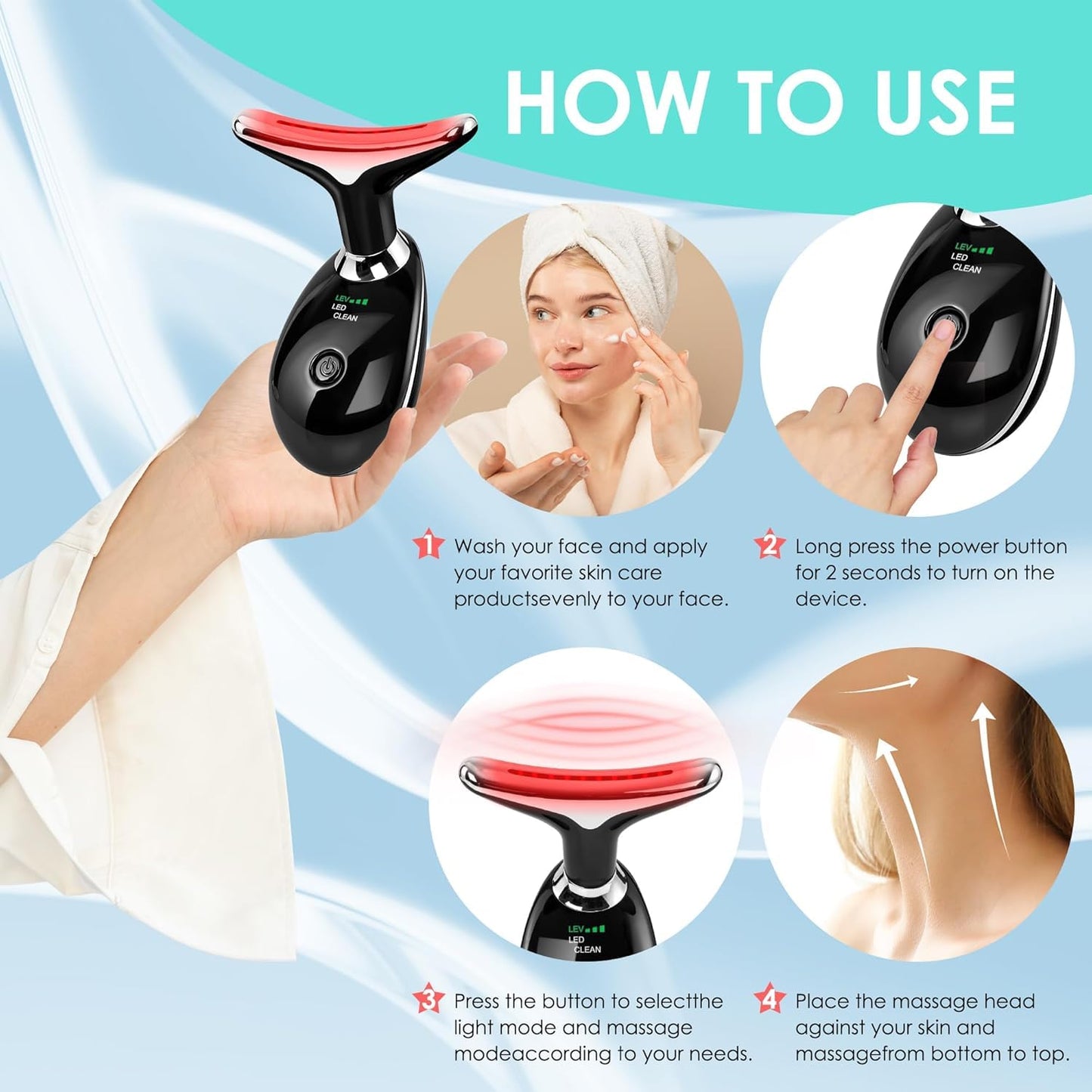 Facial Massager Face and Neck, Face 𝖲 culpting Wand Tool with 7 Color - Birthday, Christmas, Mothers Day, Valentines Day Gifts for Her Women Mom Best Friend Wife Teacher (White)