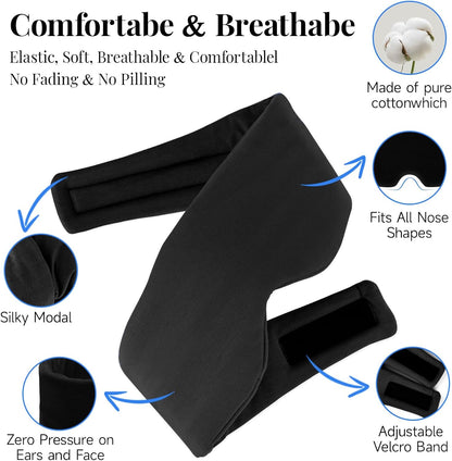 Cotton Sleep Eye Mask for Men Women, 100% Blocking Light Sleeping Mask for Side Sleeper, Soft Zero Pressure Cooling Blackout Eye Masks for Sleep, Eye Covers for Sleeping fits All Heads Adjustable