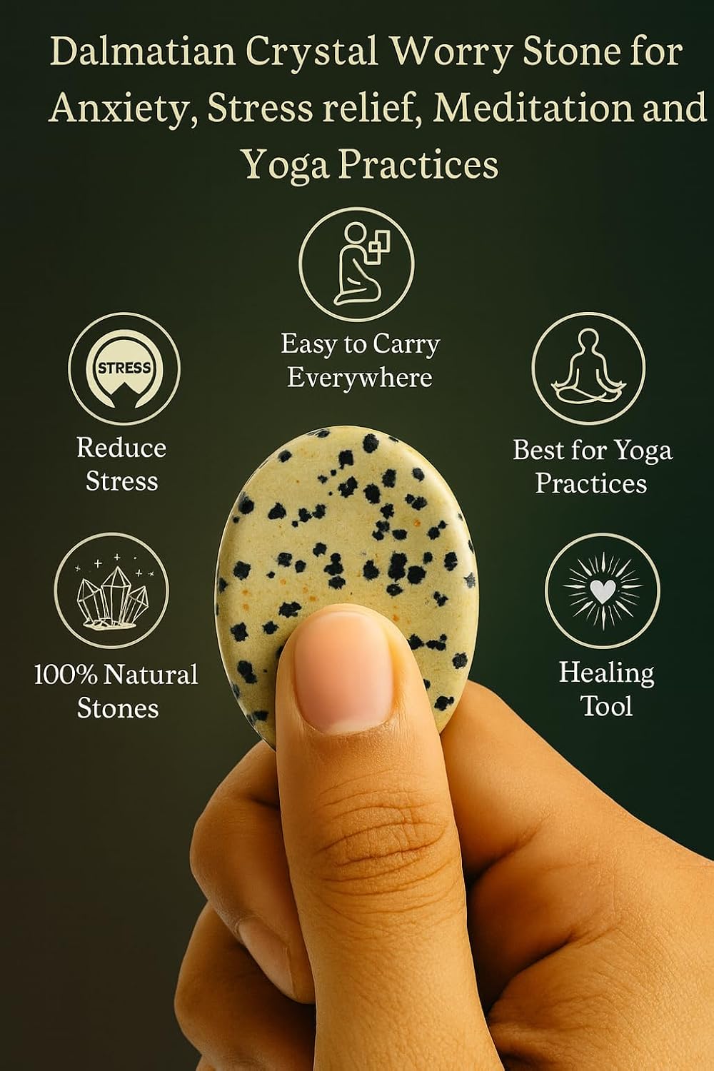 Natural Polished Thumb Palm Crystal for Meditation, Labradorite Worry Stone for Stress Relief, Anxiety Support & Pocket Reiki Healing