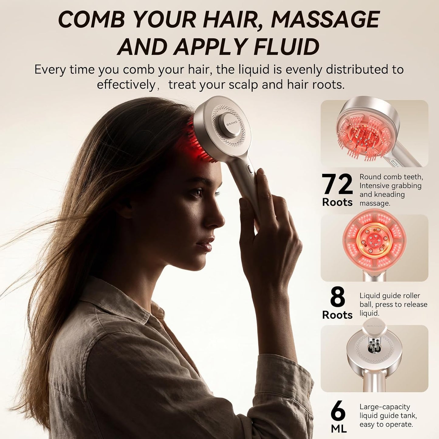 Electric Scalp Massager, 3-in-1 Scalp Care Brush with Oil Applicator, Waterproof IPX7, for Cleaning, Relaxation, and Healthy Scalp