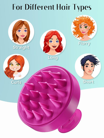 HEETA Scalp Massager Hair Growth, Soft Silicone Scalp Scrubber Shampoo Brush for Exfoliation, Dandruff Removal Head Massage Stress Relax, Wet & Dry Use for Thick Thin Curly Hair Care, Black