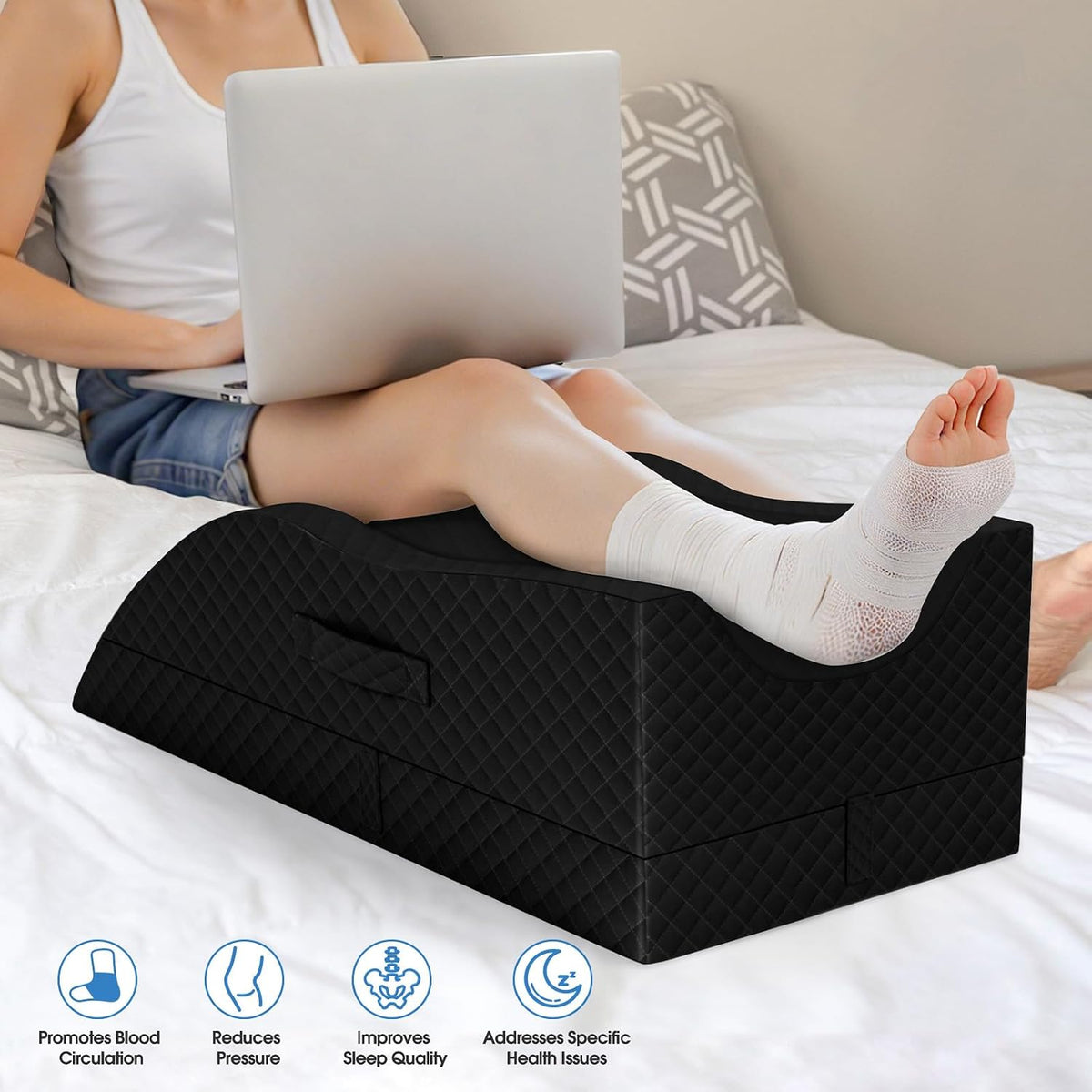 TranquilRelax Leg Elevation Pillows for After Surgery, Wedge Pillow, Grey