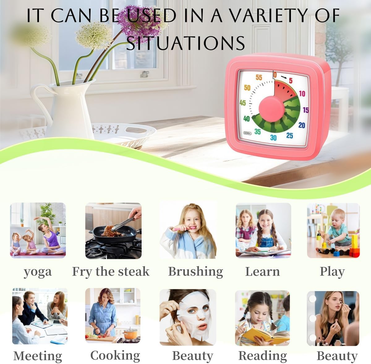 Kids Visual Timer for Kitchen,Classroom,Cooking,Learning,Bedroom,Office, 60-Minute Countdown Pomodoro Timer for Kids with Autism ADHD (Orange Style)