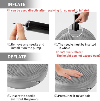 Inflated Wobble Cushion,Dyna Disc,Circular Non-slip Texture for Comfortable Sitting,Wiggle Seat to Improve Posture, Fitness, Stability for Sensory Kids Adults,Balance Seat with Pump for Core Strength