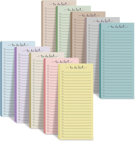 Censen 10 Pack 500 Sheets to Do List Notes Daily Checklist Notepad with 50 Sheets Undated Memo Pad Color Block Shopping List Weekly Plan Notepad Organizer Planners(Light Morandi,Lined)